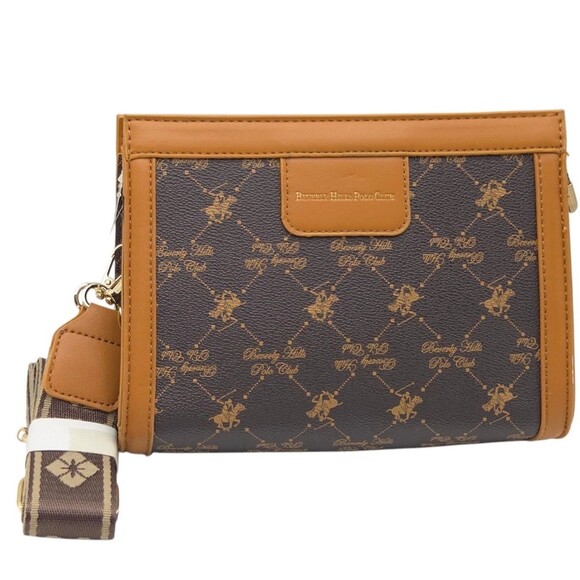 Beverly Hills Polo Club Crossbody Bag Faux Leather Brown Tan 7Hx8.5Lx3W Inch - Picture 12 of 12